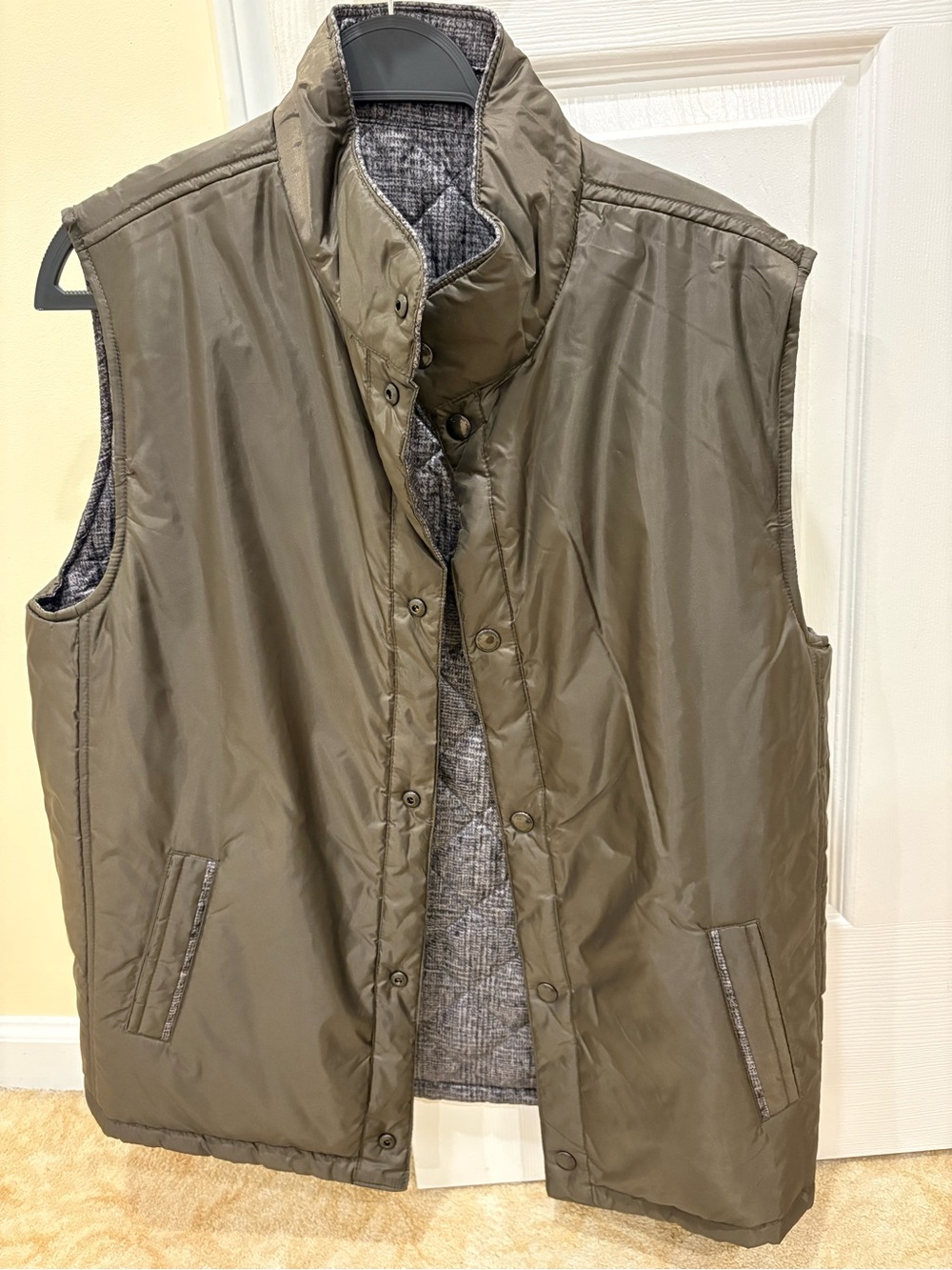 Reversible Quilted Men's Vest in Olive Johnston and Murphy